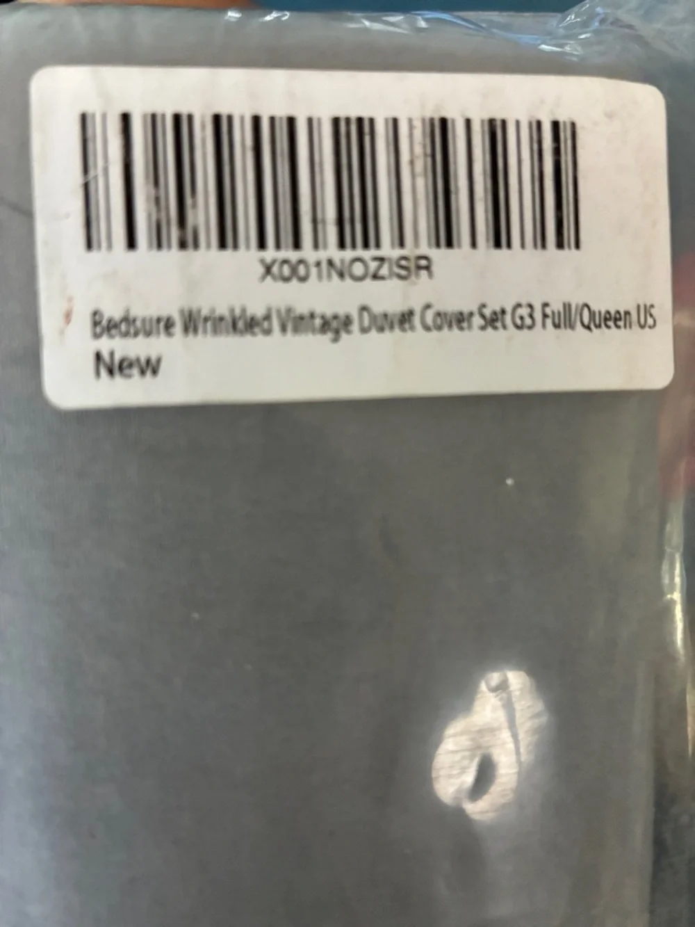 NEW gray wrinkled vintage duvet cover set full/queen
